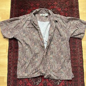Vintage R&R AOP Short Sleeve Button Up Mens Large